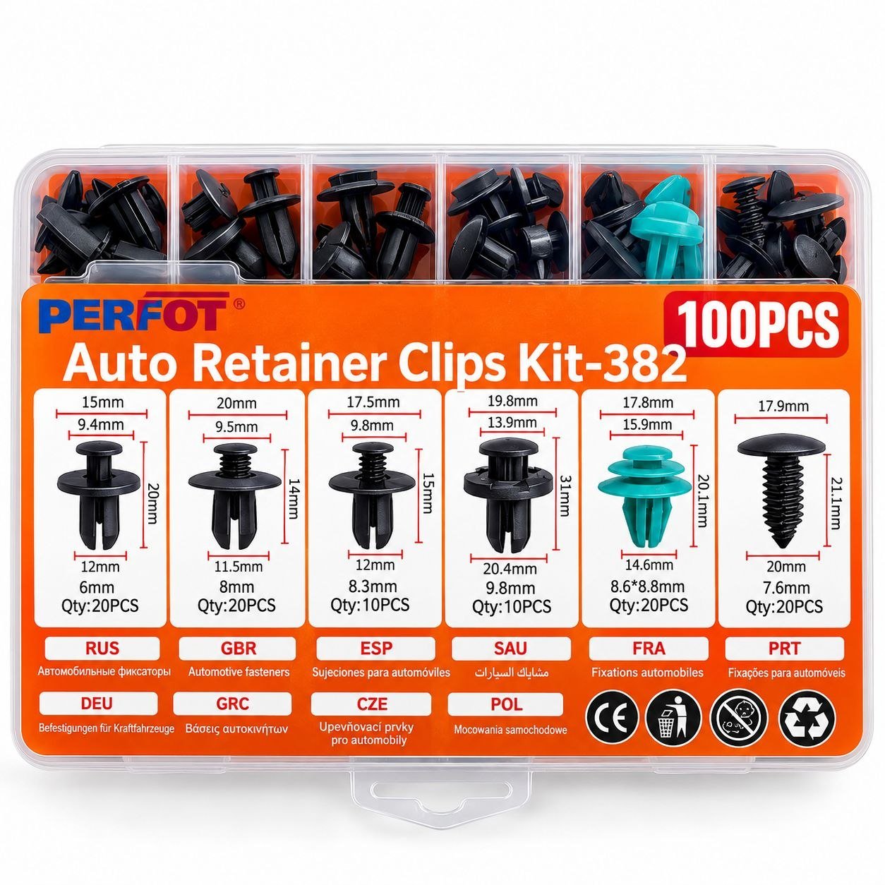 100 broches Clips universal para fijacion automotriz 12243