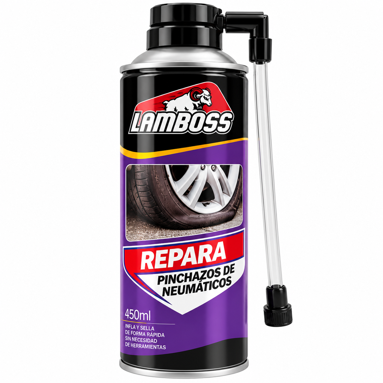 Repara Pinchazos  de Neumaticos Aerosol 450ml LAMBOSS (Cód. 22524)